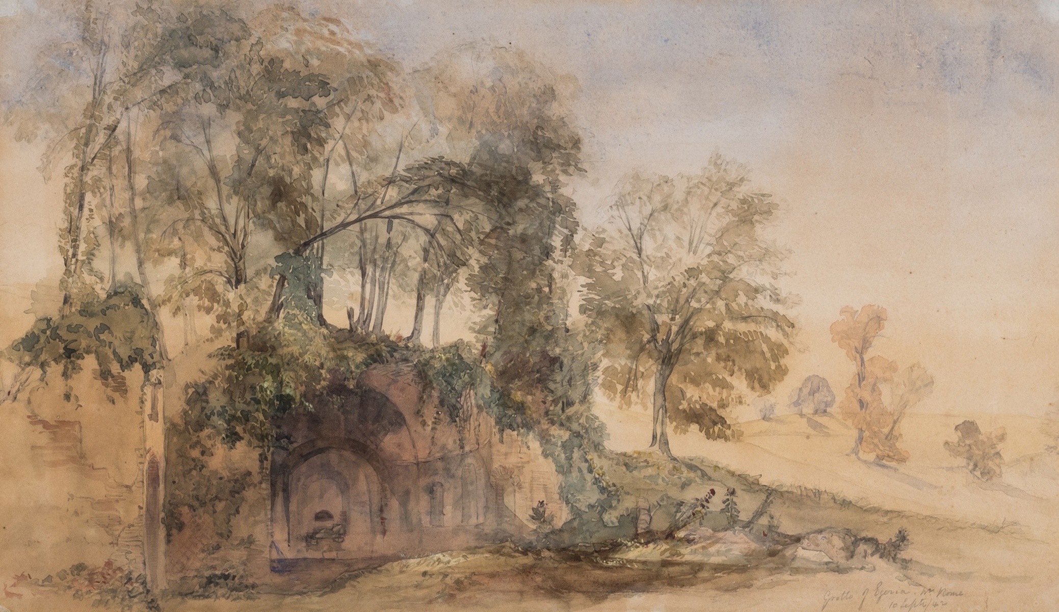 Italy.- Harper (John) The Grotto of Egeria, Rome, watercolour, 1842.