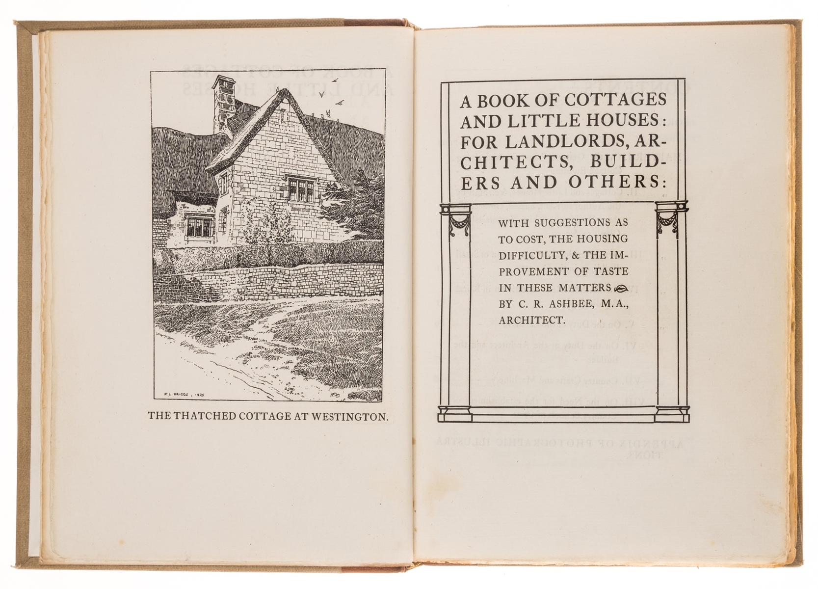 Ashbee (C.R.) A Book of Cottages and Little Houses..., out-of-series deluxe edition on Essex House …