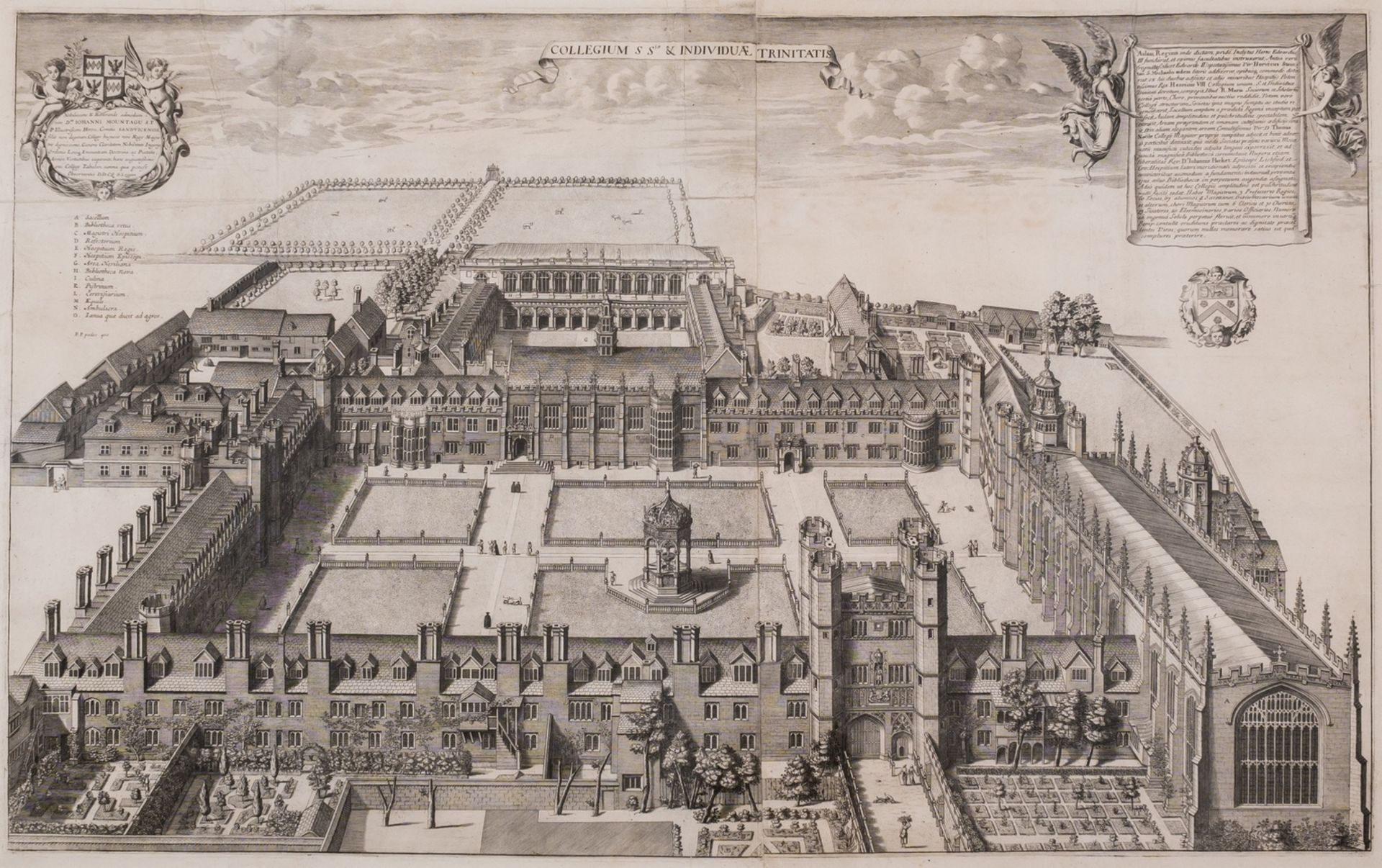 Cambridge.- Loggan (David) Collegium S Stae. & Individuae Trinitatis, engraved bird's-eye view, …