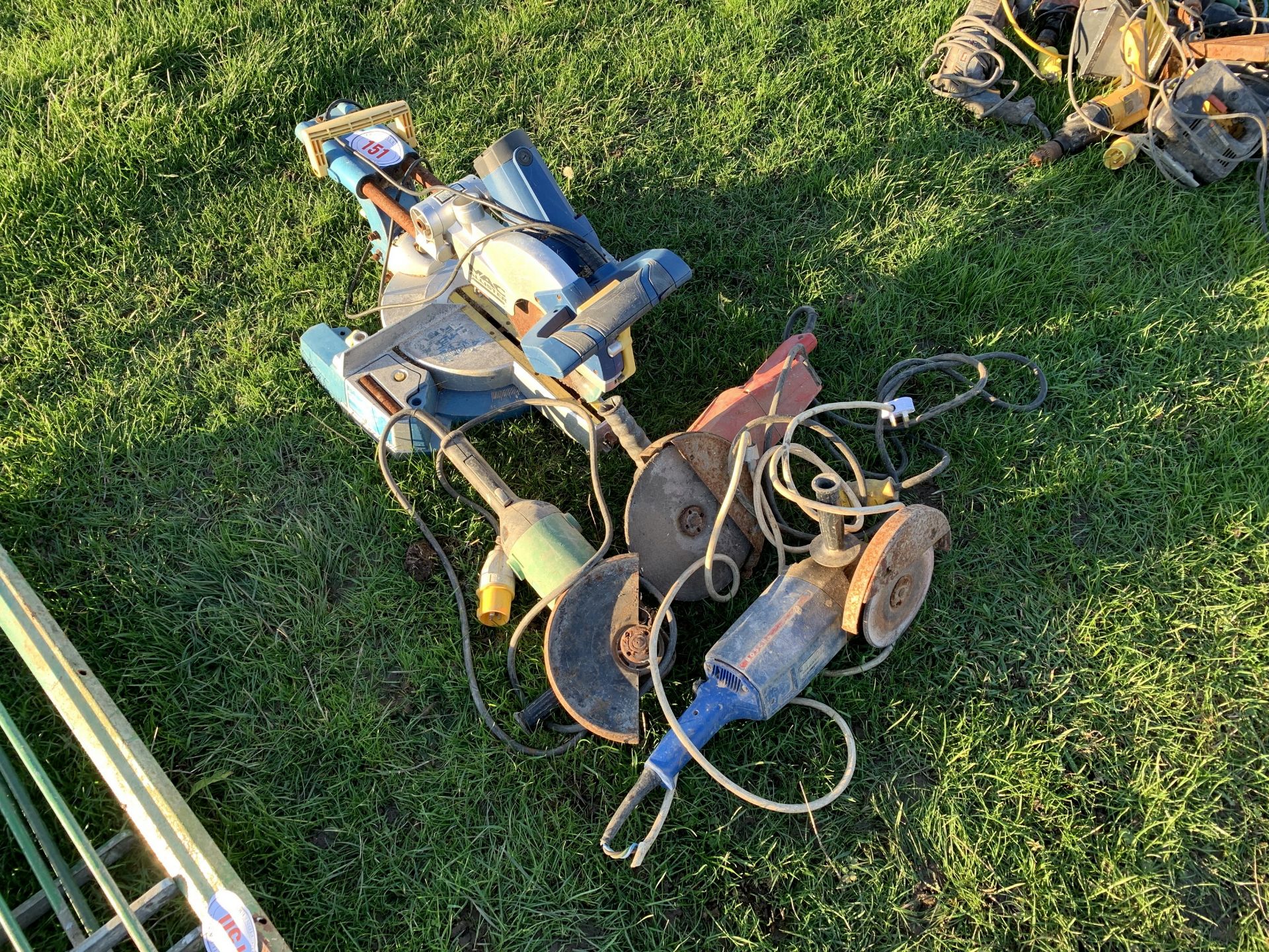 Heap of grinders & chop saw