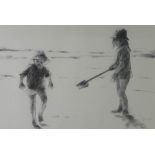 Damian Callan (SCOTTISH B.1960) 'Beach Drawing', charcoal, signed and dated 2000, framed under