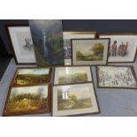 Carton containing a quantity of framed prints and other art works, (approx 10)