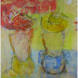 Chris Chambet - Baglio, a large oil on canvas of two lady's in sun hats, signed and on a stretcher