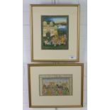 Pair of Indian School gouache panels, in glazed frames, 15 x 18cm (2)