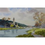 Joseph Maxwell Stuart (SCOTTISH b.1956) 'River Tweed, Peebles', watercolour, signed and framed under