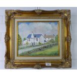 20th century school, oil on board of a cottage, apparently unsigned, in an ornate frame, 29 x 25cm