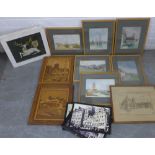 A quantity of various framed artwork to include watercolours and needlework panels, etc (a lot)