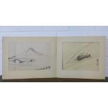 Two 19th century Japanese watercolours, in mounts but unframed, 36 x 24cm (2)