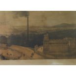 View From Nelson's Monument, Edinburgh Looking South, 19th century mezzotint, framed under glass,