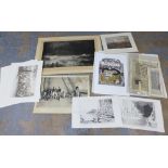 A collection of unframed prints to include Battle of Culloden, The Woody O by Graham Clarke