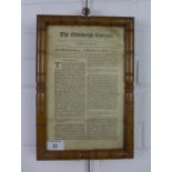 The Edinburgh Courant from Wednesday 14th to Monday 19th February 1705, in a glazed double sided