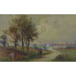 Henry Maurice Page (1845 - 1968). 'On the road to Sandwich, Kent', watercolour, signed and dated