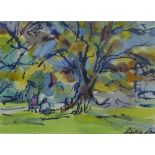 Perpetua Pope, (SCOTTISH 1916 - 2013) 'Under the Tree, Andalusia, Spain', watercolour on paper,