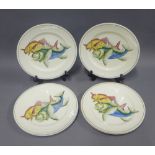 Set of six Bridgwood pottery, fish patterned plates (6)