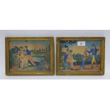 Happiness & Persuasion, a pair of coloured prints in glazed frames, 24 x 19cm (2)