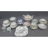 Quantity of English 18th and 19th century tableware's to include cups and saucer, teapot, etc (a