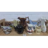 Collection of 19th and 20th century Staffordshire pottery jugs, etc (9)