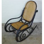 Thonet bentwood ebonised rocking chair 52 x 98cm