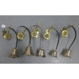 A set of brass servants bell, graduating size (5)
