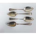 Georgian silver table spoons to include a pair of Old English pattern spoons by Stephen Adams,