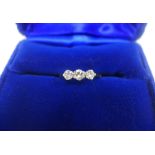 18ct gold and three stone diamond ring, UK ring size M