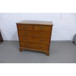 Georgian mahogany chest, the rectangular top with moulded edge over two short and three graduating