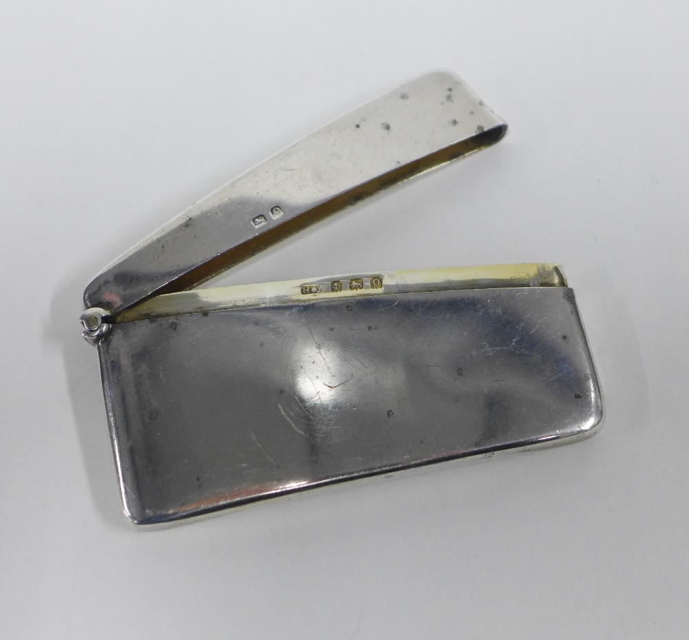 George VI silver card case, Birmingham 1938 and a foliate engraved white metal card case, 8cm (2) - Image 2 of 3