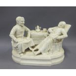 19th century bisque figure group 'A Capital Joke', 31 x 23cm