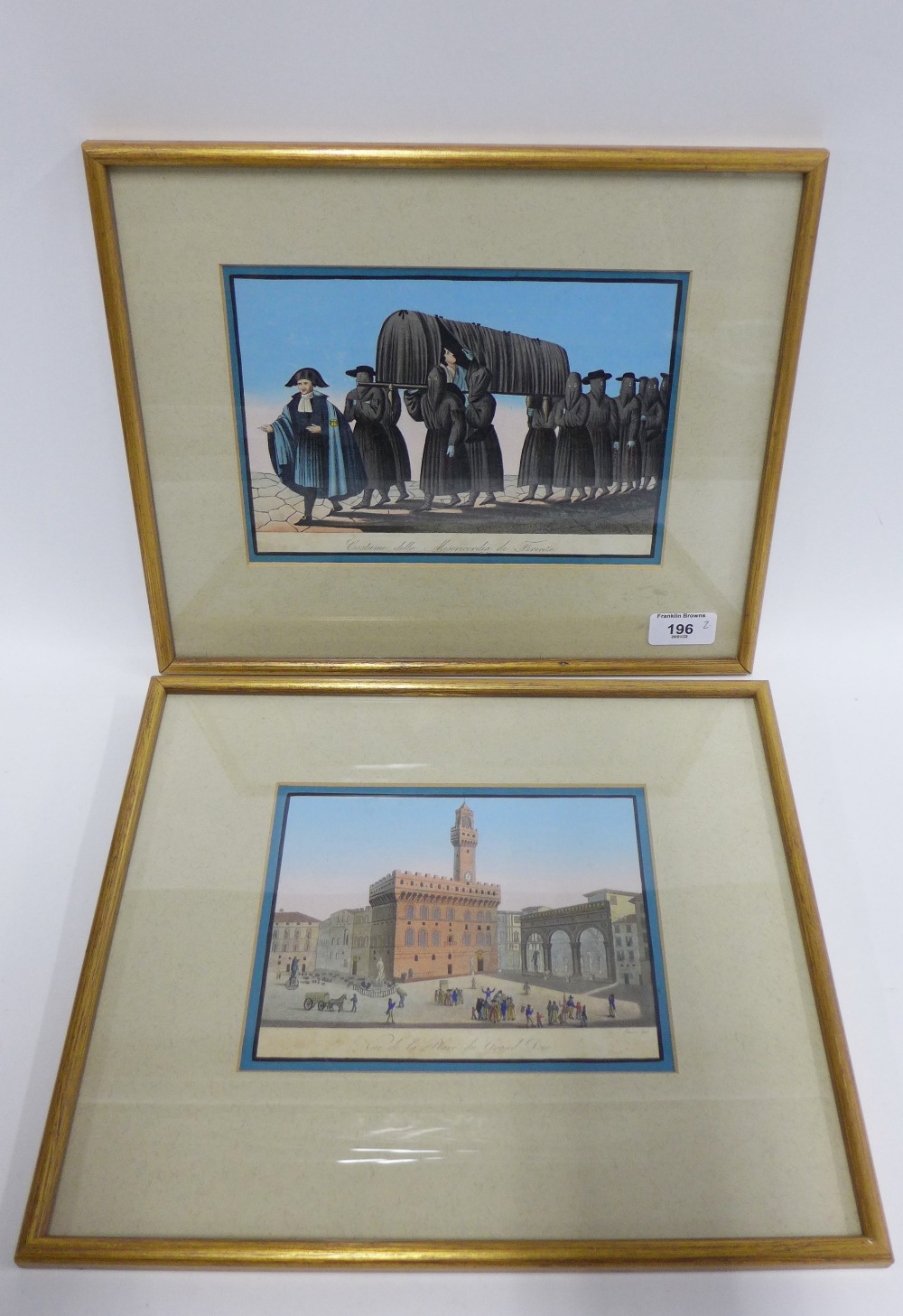 Two coloured prints to include Vue de la Place du Grand Duc and Costume Della Misericordia di