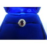 18ct gold, diamond and gemset cluster ring, London 1967, UK ring size L