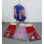 A collection of Chinese embroidered clothing to include a jacket and three wraps / skirts(4)