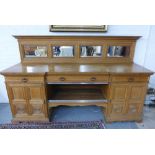 Late 19th / early 20th century Howard & Sons light oak sideboard, with a mirrored ledgeback and