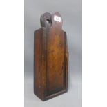 Georgian elm wall hanging candle box with a good patination, 39cm