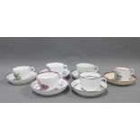 Collection of six various bat printed porcelain cups and saucers, (12)
