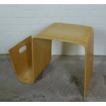 Alvar Aalto style bent ply table / magazine rack, 62 x 45 x 35cm