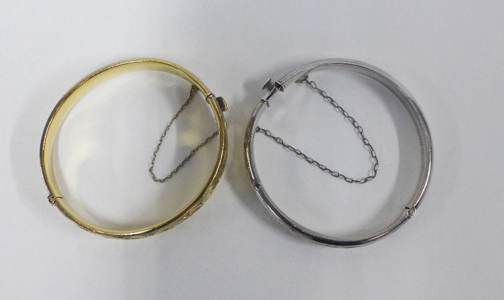 Vintage silver gilt stiff hinged bangle, London 1967, together with another with Birmingham 1977 - Image 3 of 7