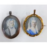 Early 19th century portrait miniature of Mrs Gray Newholm, died 8th May 1808 Aged 96, contained