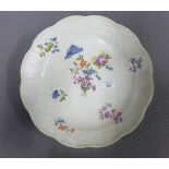 Large Meissen circular shallow bowl / charger, decorated with floral sprays with a basket weave rim,