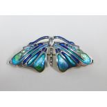 Silver and enamel butterfly brooch, stamped 925, 5cm