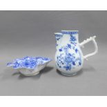 Chinese blue and white jug, 13cm, cover lacking, together with a Spode Italian blue and white pickle