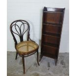 Ebonised bentwood cafe chair and an oak bookcase of narrow proportions, 39 x 118 x 20cm (2)