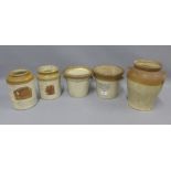 Collection of stone ware crocks and jars to include for James Millar Butter Factor, 124 Leith