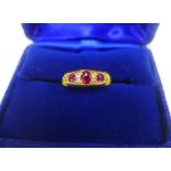 18ct gold, diamond and ruby ring, hallmarked for Chester 1916, UK ring size O