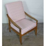 Mid Century open armchair with loose cushions, 64 x 90 x 48cm