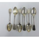 Set of six Victorian Irish silver teaspoons, struck with JS makers mark, NEILL, Dublin 1853, 15cm (