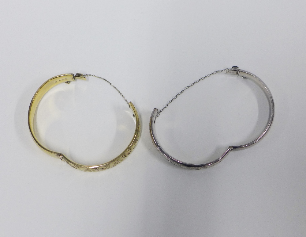 Vintage silver gilt stiff hinged bangle, London 1967, together with another with Birmingham 1977 - Image 2 of 7