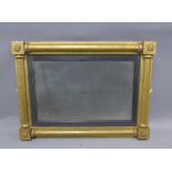 Giltwood wall mirror with an ebonised slip and rectangular mercury glass plate, 58 x 42cm