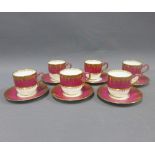 Wedgwood set of six coffee cans and saucers, printed factory backstamps and numbered W270 (12)