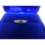 18ct gold and platinum, five stone diamond and sapphire ring, UK ring size S