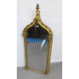 Gothic arch giltwood pier mirror, some losses to the frame, the mercury mirror plate foxed and